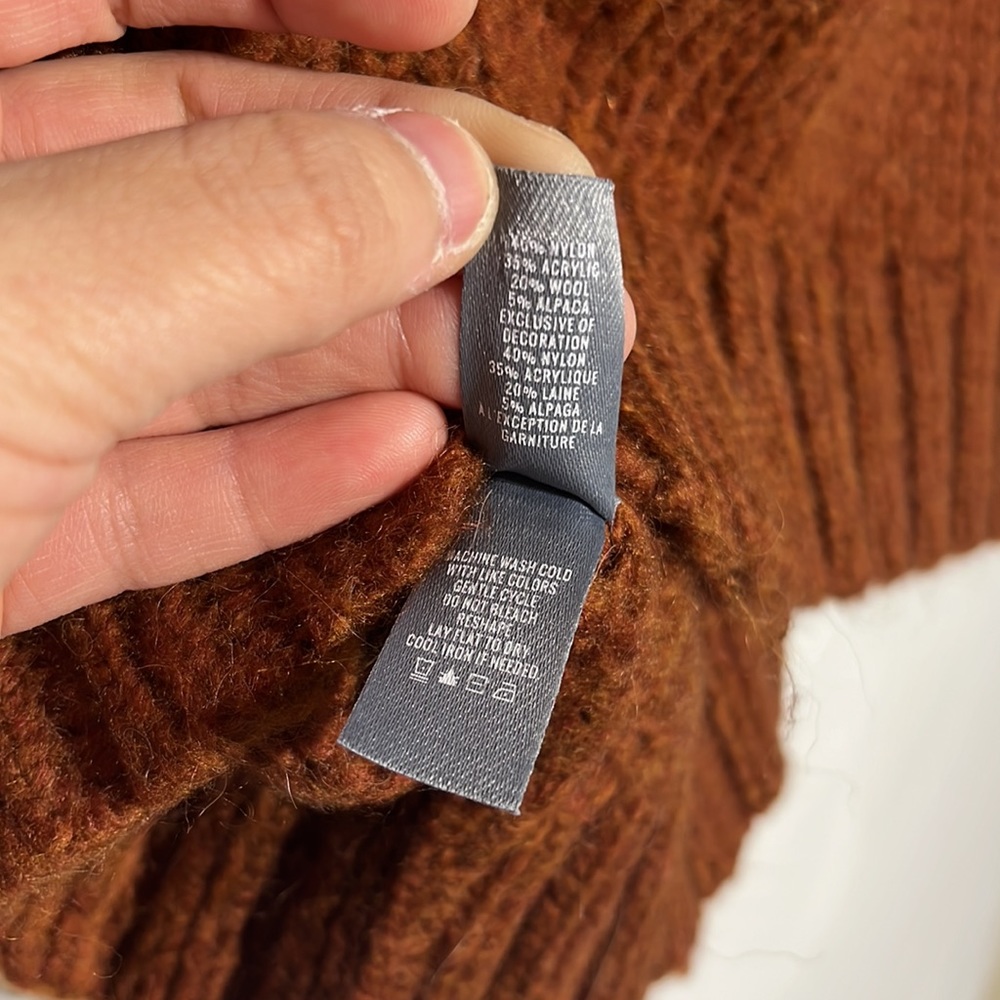 Aerie Rust Orange Knit Chunky Tie Open Back Wool Alpaca Mix Sweater Size XS - Picture 10 of 10